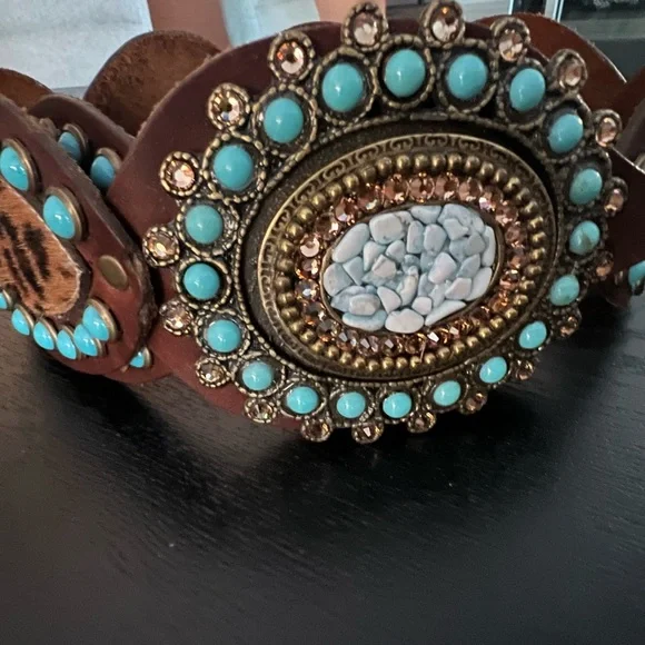 Wild Elegance Turquoise and Leopard wide belt. - Picture 4 of 7